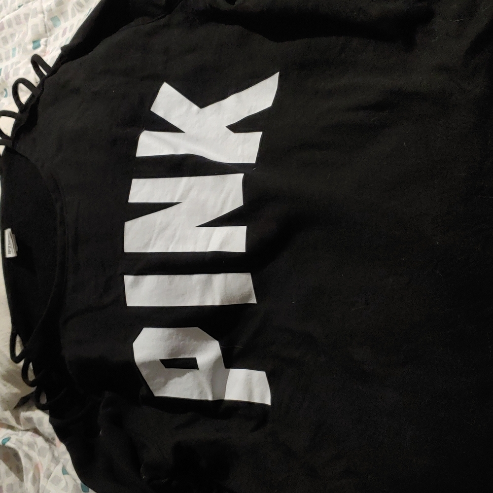 Slit shoulder Pink sweatshirt